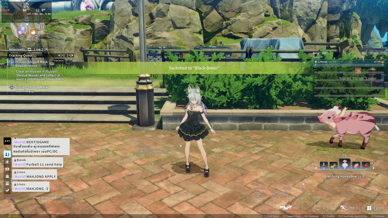 Switch outfits in the world — the game confirms the change with its own banner.